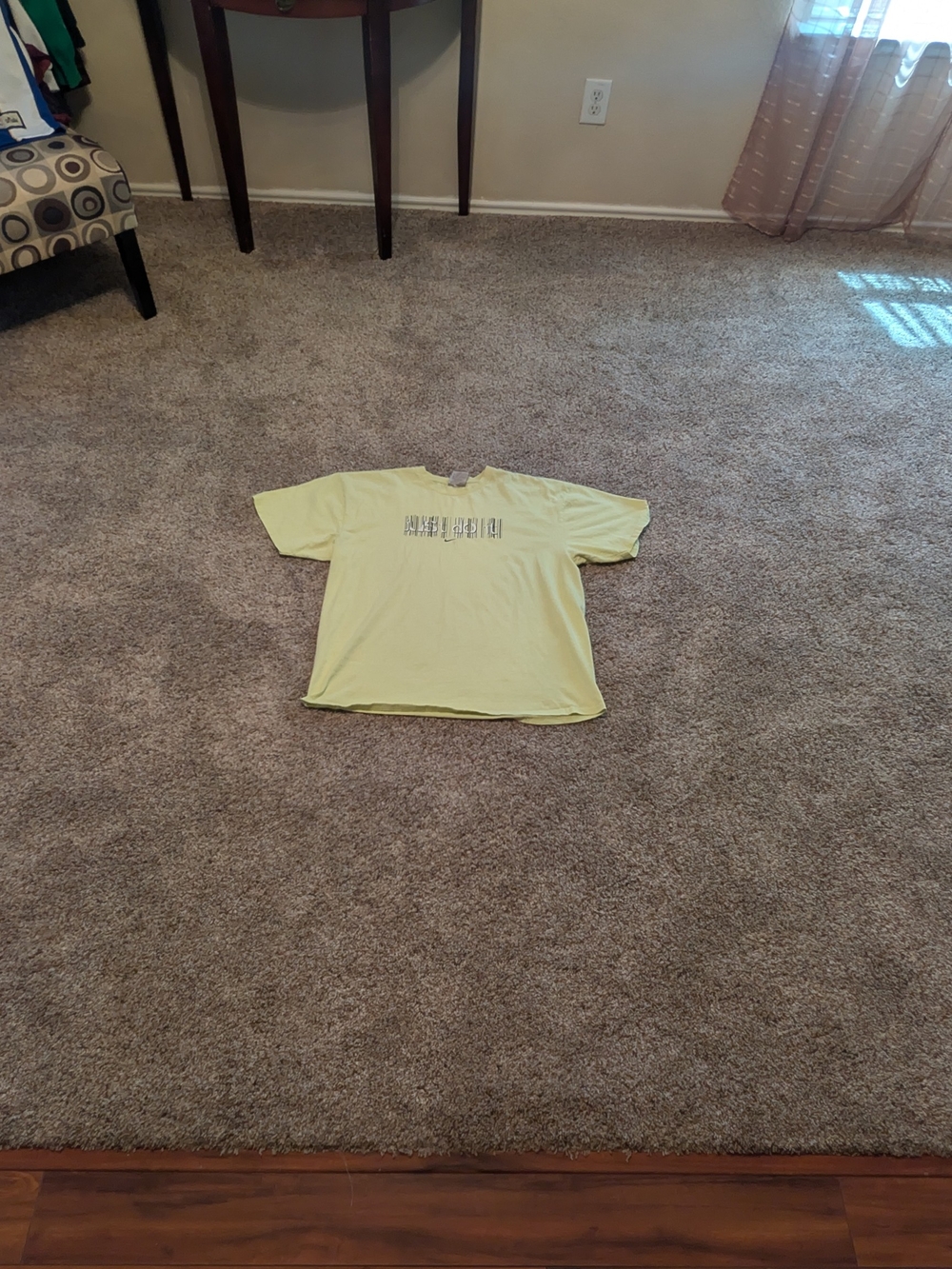 Mens Vintage Y2K Nike Grey Tag Just Do It Barcode Graphic Yellow T Shirt Size XL
